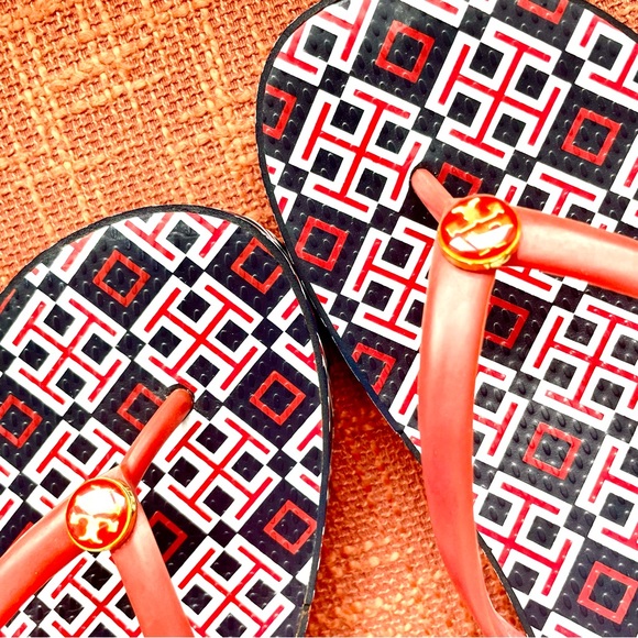 Tory Burch Platform Wedge Thong Flip Flop Sandals Thandie Logo Size 6 NWT - Picture 6 of 8